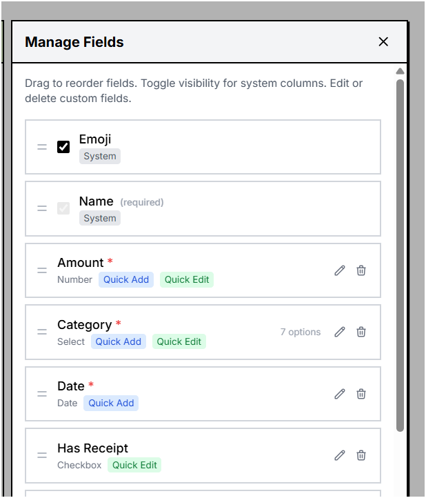 Create your own databases with custom fields
