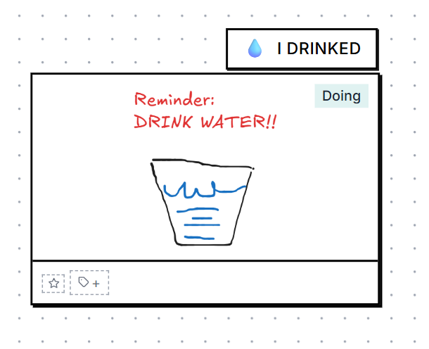 Script button displayed on a card in canvas view